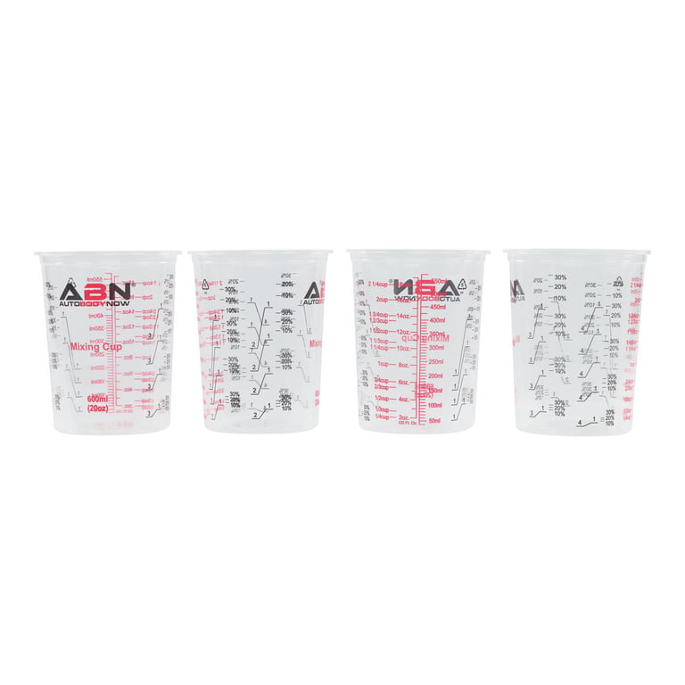 ABN Flexible Graduated Plastic Mixing Cups Paint Mixing Cups 25pc - 20oz Epoxy Mixing Cups and Sticks for Painting Measuring Paint, Resin, Epoxy