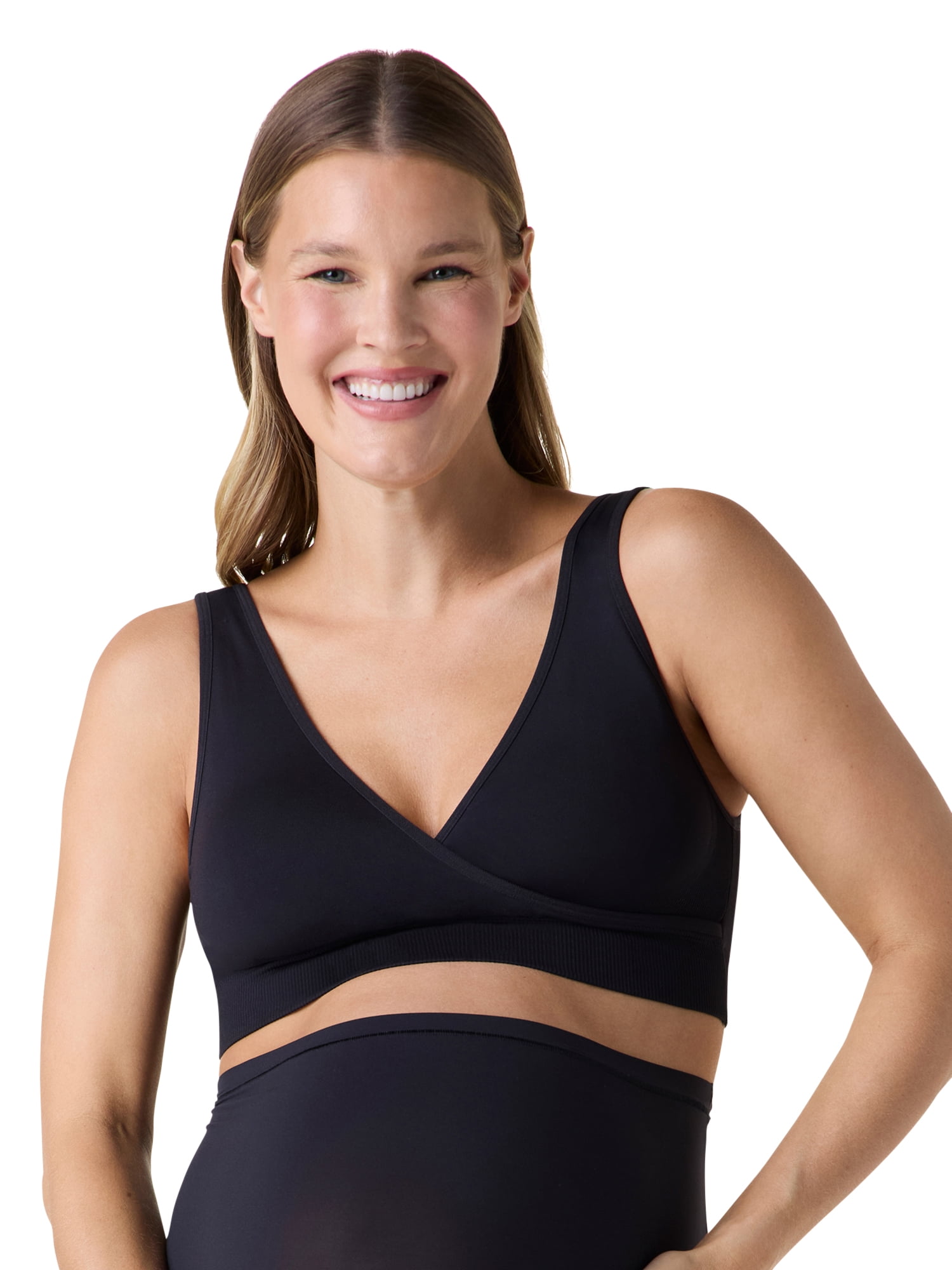 Ingrid & Isabel For Every Belly Women's Maternity & Nursing Seamless Crossover Bra, 2-Pack, SizesXS-4XL