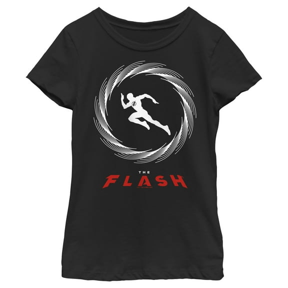 Girl's The Flash Speedster Barry Allen Silhouette Graphic Tee Black X Small