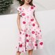 thumbnail image 3 of Vestido de Verano de Manga Corta para Niñas Estampado de Flores Bolsillos con Ruffles Cuello Redondo Vestido de Camiseta para Niños, Spandex de Poliéster Suave, 3 of 5
