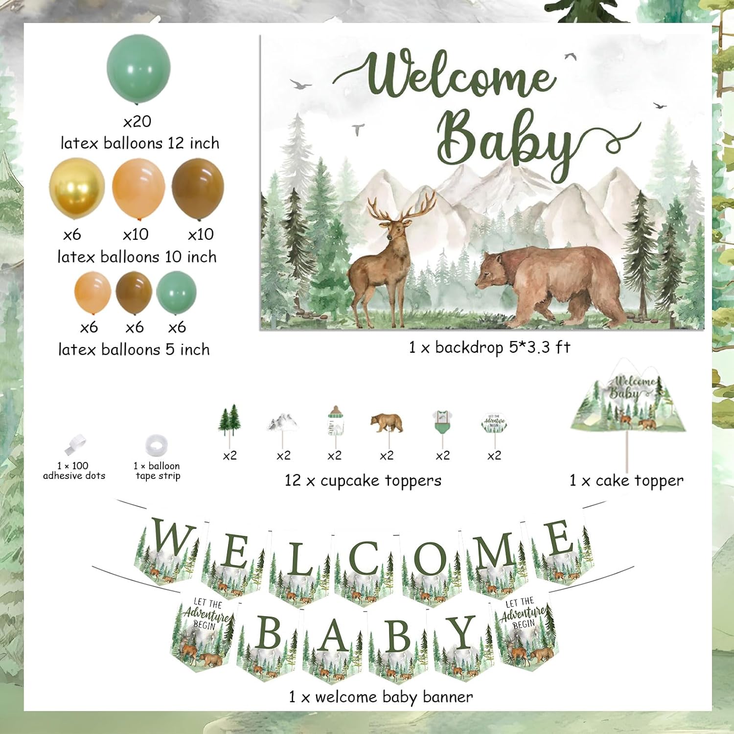 Sursurprise Babyparty-Dekoration „Let The Adventure Begin“ – 3-teilige Wimpelkette Für Abenteuer-Thema