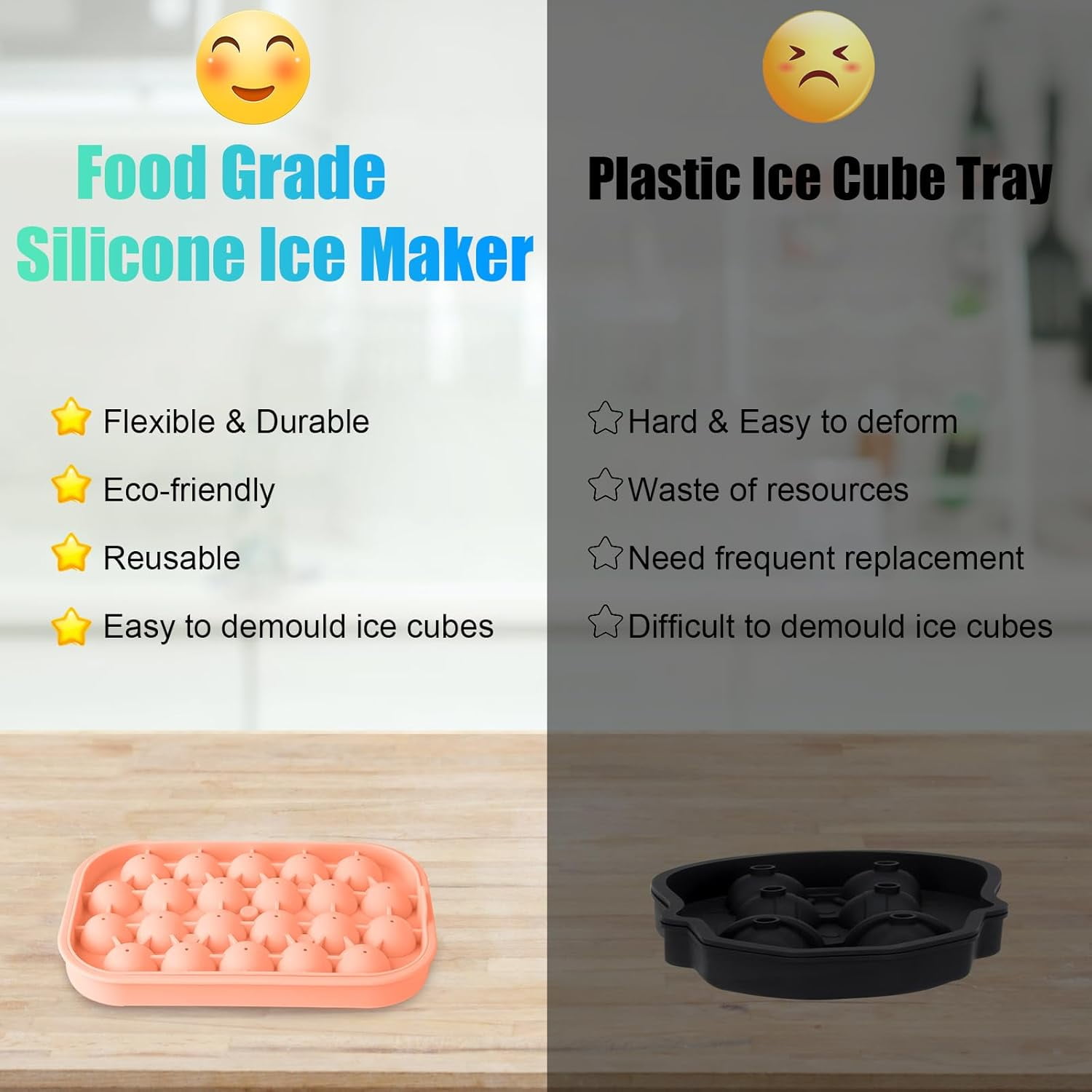 Ice Cube Tray for Freezer, 2 Pack Silicone Ice Balls Maker with Lid BPA Free Easy-Release Ice Cube Molds, DIY Homemade Round Ice Cubes for Whiskey, Cocktails, Coffee (Pink)