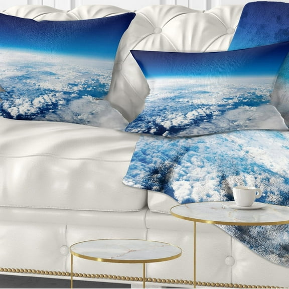 Designart Stunning View from Airplane - Landscape Printed Throw Pillow - 12x20