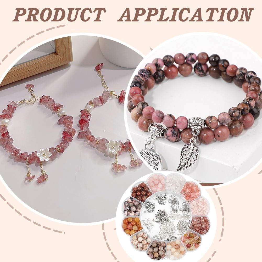 Beads Jewelry Making Kit Natural Stone Bracelet Making Kit Women Handicraft Necklace Pendant Charms Making All Materials Set DIY Handmade Gemstone Jewelry Finding Supplies Colorful