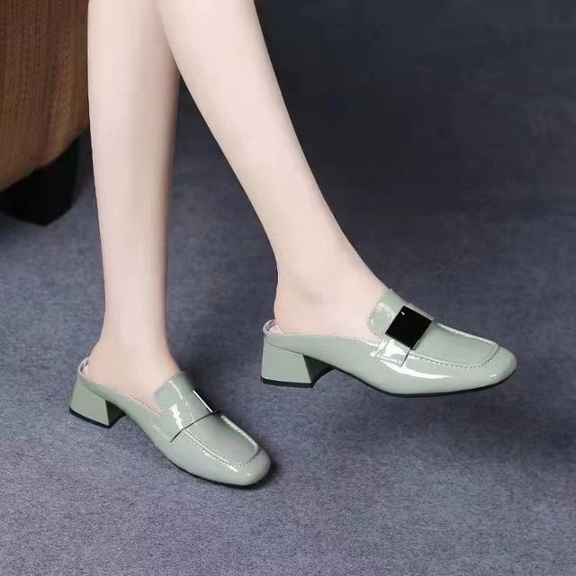 Zapatos de oficina de primavera y otoño, tacones altos para mujer, Sandalias de tacón bajo, Sandalias de tacón cuadrado, cómodas para mujer, tacones altos de talla grande 36 Gao Jinjia LED