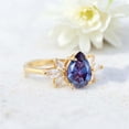 thumbnail image 3 of Pear Cut Alexandrite Ring Yellow Gold Plated Wedding Ring Art Deco Cluster Daimond Jewelry Promise Ring Gift for Her June Birthstone Ring, 3 of 5