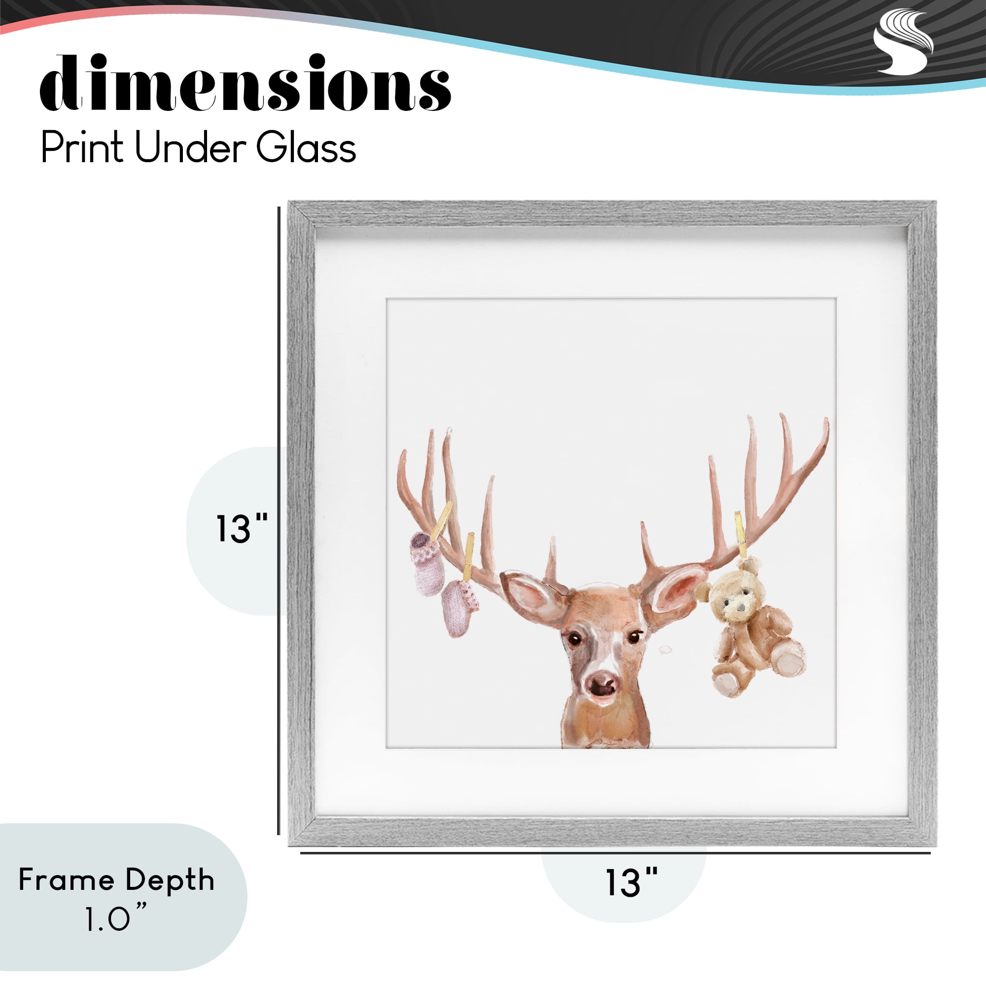 Stupell Industries Baby Girl Deer Antlers Gray Framed Print Under Glass, design by Ali Lynne