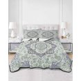thumbnail image 2 of Quilt King Size Bedding Set, Green Purple Boho Reversible Summer Quilt 3 Pieces, Vintage Abstract Art Floral Ethnic Tribe Lightweight Bedspreads Coverlets with 2 Pillow Shams for All Seasons, 2 of 5