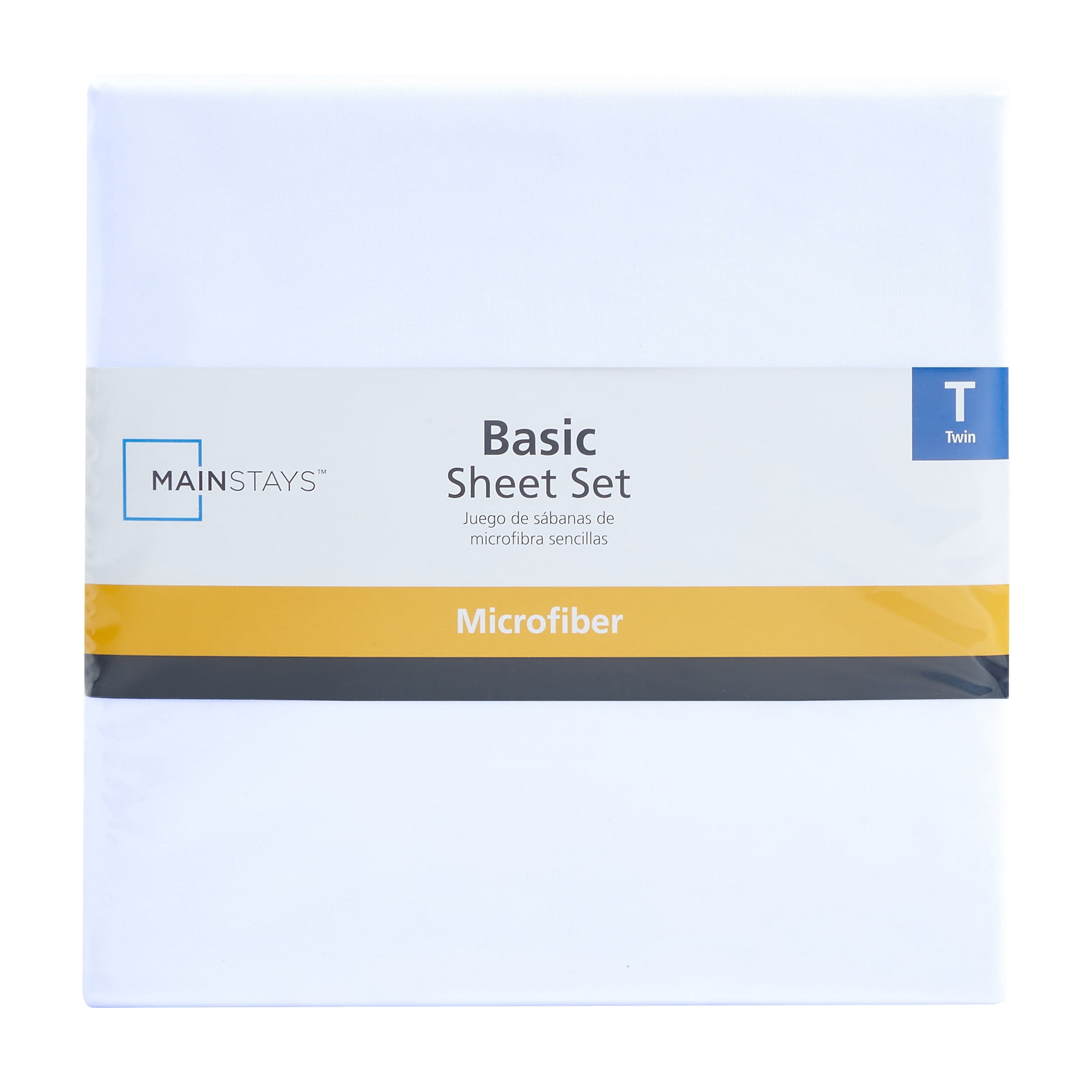 Mainstays Basic Value Microfiber Bed Sheet Set, Arctic White, Twin, 3 Piece