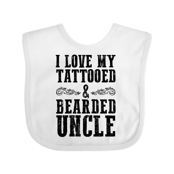 Inktastic I Love My Tattooed & Bearded Uncle Boys or Girls Baby Bib