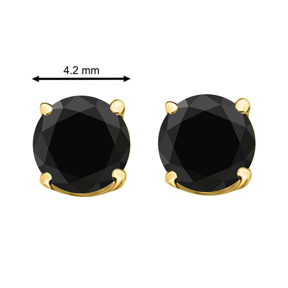 0.50 CTW Round Black Diamond Solitaire Stud Earrings In 14K Yellow Gold