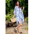 thumbnail image 2 of Brisas Tie and Dyed Handcrafted Beach Cover Up for Women Used as Swimsuit, Cardigan, Kimono, Kaftan Travel and Holiday - Japanses Indigo Cotton, 2 of 5