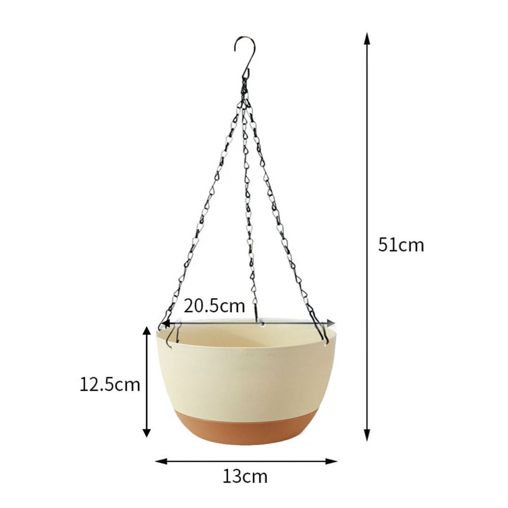 2 Pack Hanging Planters 20.5Cm With 51Cm Chains Self Watering Drainage Holes