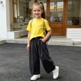 thumbnail image 2 of VBEWZET Kids Wide Leg Casual Pants, Elastic Waist Loose Fit Trousers with Pockets, Lightweight Air-Condition Pants for Boys & Girls Black 2-3 Years, 2 of 6