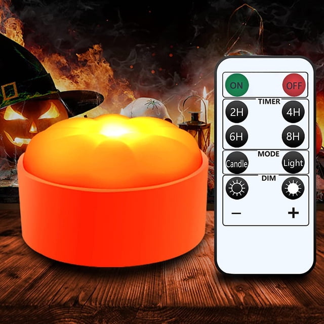 Halloween LED Pumpkin Lights Outdoor with Remote and Timer Battery Operated Bright Realistic Flameless Electric Candles for Hallo