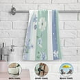 thumbnail image 6 of Blue-green Vertical Stripes Florals Leaves Hand Towel Absorbent Bath Towels for Bathroom Sports Gym 28" x 14" Set of 2, 6 of 8