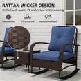 thumbnail image 4 of Outsunny 3 Piece Patio Furniture Set, Wicker Rocking Chairs with Coffee Table, Cushions, Outdoor Bistro Set for Porch, Garden, Brown, 4 of 9