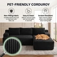 thumbnail image 6 of 96" L-Shaped Sectional Couches for Living Room, Modular Cloud Couch with Chaise, Corduroy Deep Seat Boneless Sofa, No Assembly, Black, 6 of 7