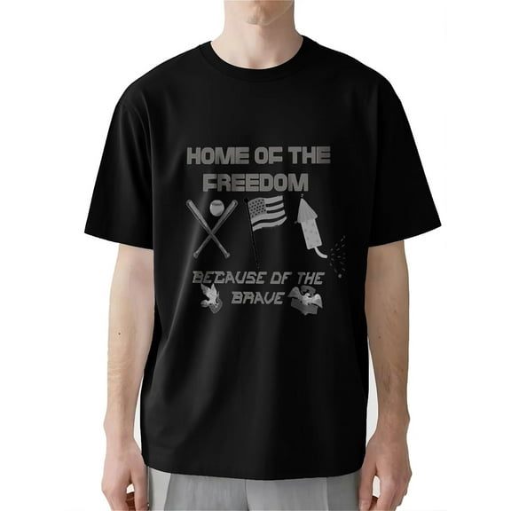 AllAreN July 4th Shirt Home of the Freedom Independence Day Shirt Men Cotton Fashion Mens Shirts For Vacation