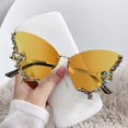 thumbnail image 1 of Gafas de sol de mariposa de cristal sin marco para mujer, gafas de sol sin montura, gafas de marca Vintage, gafas de diamantes brillantes, diseñador de lujo qiuyongming unisex, 1 of 2