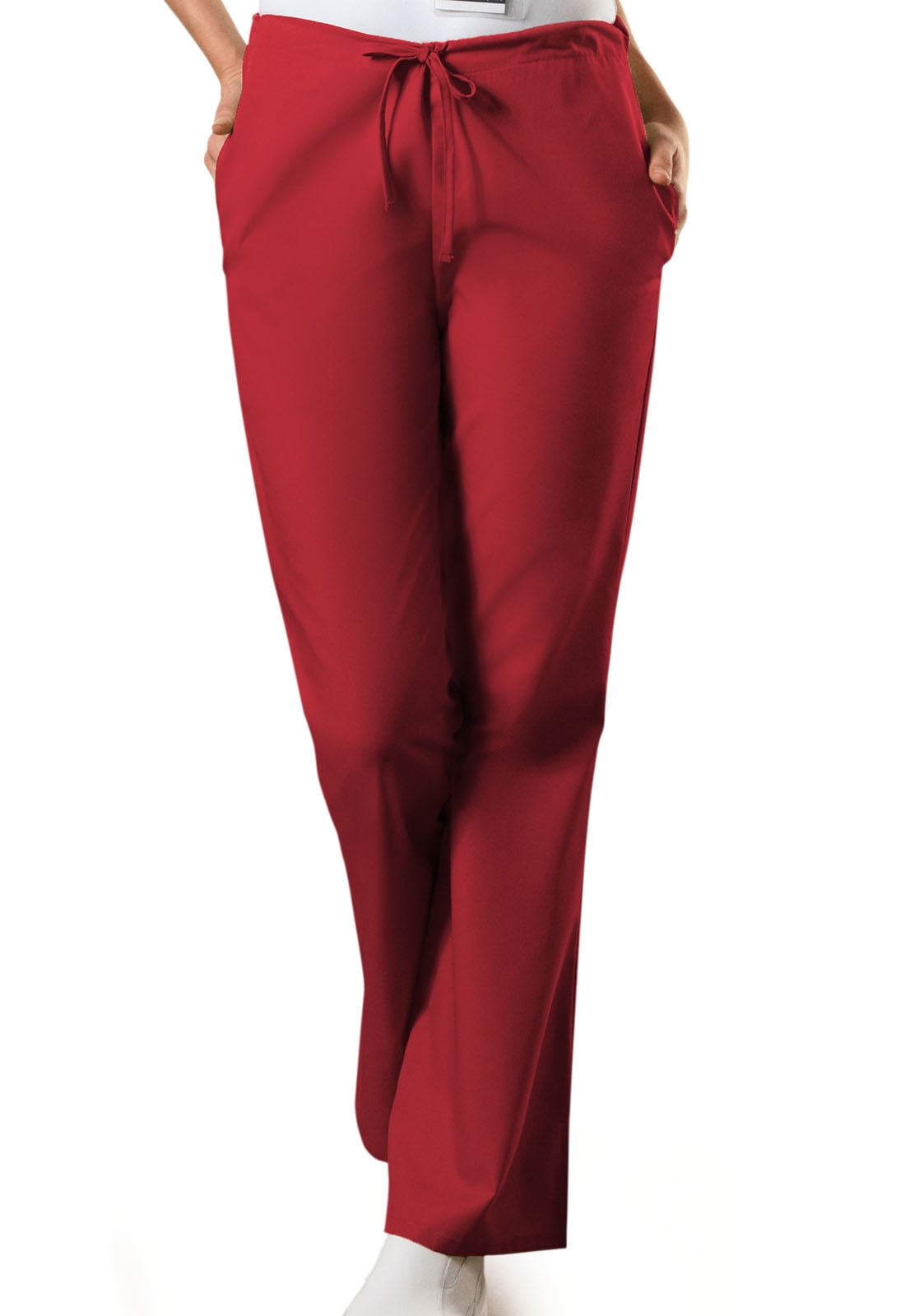 Red Cherokee Scrubs Workwear Natural Rise Flare Leg Drawstring Pants 4101 REDW 