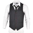 thumbnail image 2 of GFDYREE Men's Slim Fit Herringbone Tweed Suits Vest Premium Wool Blend Waistcoat, 2 of 7