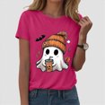 thumbnail image 2 of TOWED22 Fall Shirts for Women Cute Ghost with Coffee Pumpkin Graphic Casual Halloween Tee Autumn Thanksgiving Tops(Hot Pink,XL), 2 of 6