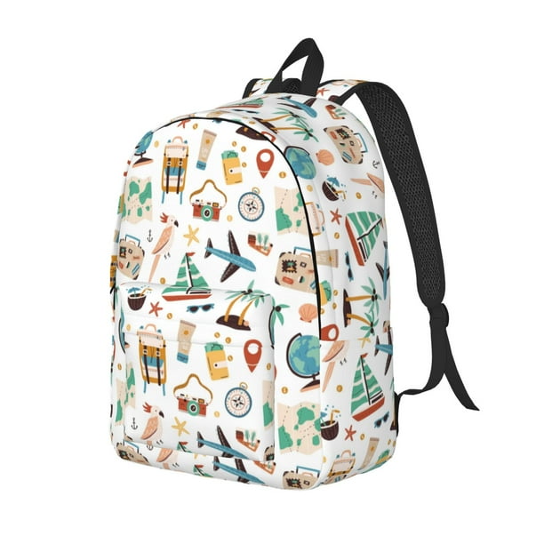 Disketp Travel1 Mochila de Lona Estampada, Mochila Escolar de Viaje Ligera para Estudiantes y Portátil-Small