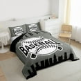 thumbnail image 3 of Homewish Cartoon Baseball Sport Queen Comforter Set for Kids, Grey Black Stripes Abstract Bedding Sets, Ball Game Lover Reversible Bedding Comforter Set, Super Cozy Room Decor, 3pcs, 3 of 8
