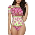 thumbnail image 2 of Uemuo Flowers Pattern Women's One Piece Short Sleeve Swimsuit Rash Guard Surfing Modest Quick-drying Swimsuit Beach Essentials-X-Large, 2 of 9