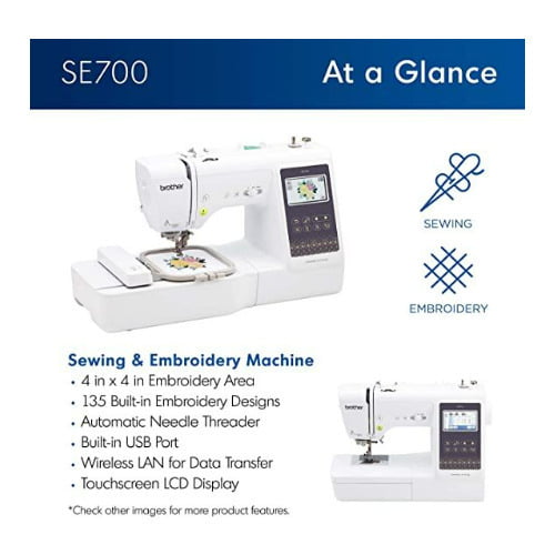 Brother SE700 Sewing and Embroidery Machine, Wireless LAN Connected, 135  Built-in Designs, 103 Built-in Stitches, Computerized, 4 x 4 Hoop Area,  3.7 Touchscreen Display, 8 Included Feet - Yahoo Shopping