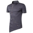 thumbnail image 1 of Camisa Elvqul de Hombre Casual Elástica Manga Corta Liso Gris Solapa Botones, 1 of 6