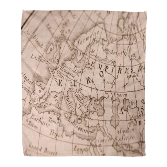 SIDONKU Flannel Throw Blanket Old World Map of Antique Europe 18Th Century Continent European 50x60 Inch Lightweight Cozy Plush Fluffy Warm Fuzzy Soft