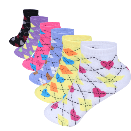 12 Pairs Assorted Women's Lightweight Cotton Socks Diamond Heart Casual Low Cut Ankle Size: 9-11
