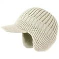 thumbnail image 3 of Men's Winter Fleece Lined Ear Flap Hat, Cold Weather Knit Beanie with Brim, Warm Thermal Outdoor Cap, Windproof Rainproof Ski Hat, Unisex for All Ages - Beige, 3 of 9