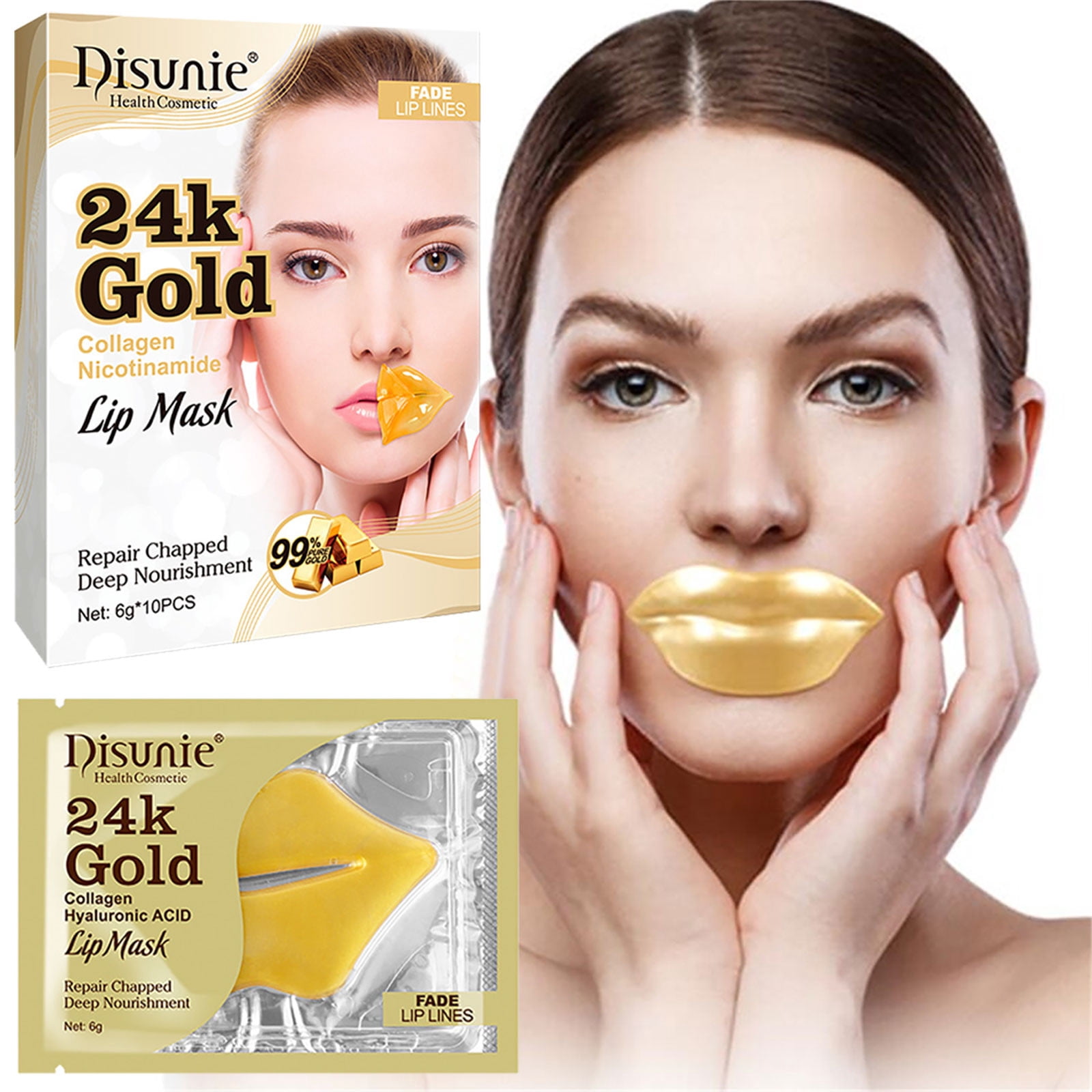 Kokovifyves 24K Gold Collagen Lip Mask Lip Moisturizing Moisturizing Desalination Lip Lines Lip