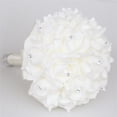 thumbnail image 5 of XmhyTop Ramo de novia de rosas artificiales, ramo de flores moradas para dama de honor con cintas de diamantes, ramos de flores falsas para bodas, compromisos, iglesias, 5 of 5