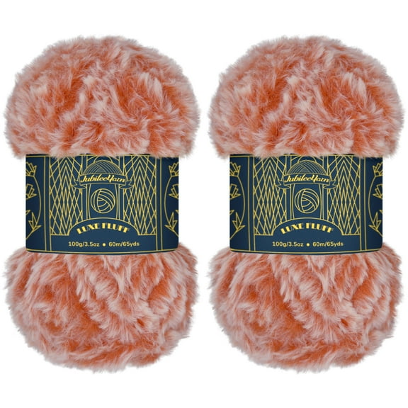 JubileeYarn Luxe Fluff Yarn - 100% Polyester - 100g/Skein - 2 Skeins - Red and White