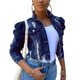 thumbnail image 1 of SAYOO Chaqueta de vaquero de agujero roto para mujeres SAYOO  moda, 1 of 4