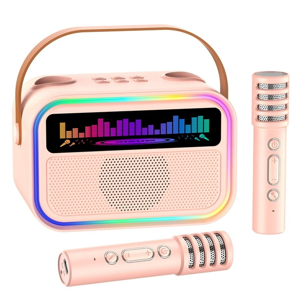 Máquina de karaoke TOZDTO Kids para niñas con 2 micrófonos, color rosa