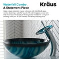 thumbnail image 6 of KRAUS Nature Series Blue Glass Bathroom Vessel Sink and Waterfall Faucet Combo Set with Matching Disk and Pop-Up Drain, Chrome Finish, 6 of 8