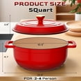 thumbnail image 6 of Ktaxon 5 Quart Enameled Cast Iron Dutch Oven with Upgraded Textured Handles Pre-Seasoned Cookware, Induction & Oven Safe up to 500°F, Red, 6 of 13