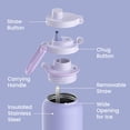 thumbnail image 3 of Bentgo Flip 2-in-1 Straw & Chug Leak-Proof Insulated Water Bottle, 24 fl oz (Lilac Cloud), 3 of 7