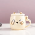 thumbnail image 2 of Taza para café Kawaii Gato con Tapa y Cuchara HappyWare beige 400 ml, 2 of 4