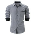 thumbnail image 2 of WREESH Men's Dress Button Down Shirts Casual Hollow Out Solid Color Short Sleeve Turndown Collar Shirts Stylish Tops Gray, 2 of 4
