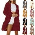 thumbnail image 6 of Lovskoo 2024 Womens Winter Coats Faux Fur Jacket Thick Warm Fall Open Front Long Sleeve Casual Mid Length Jacket Claret, 6 of 6