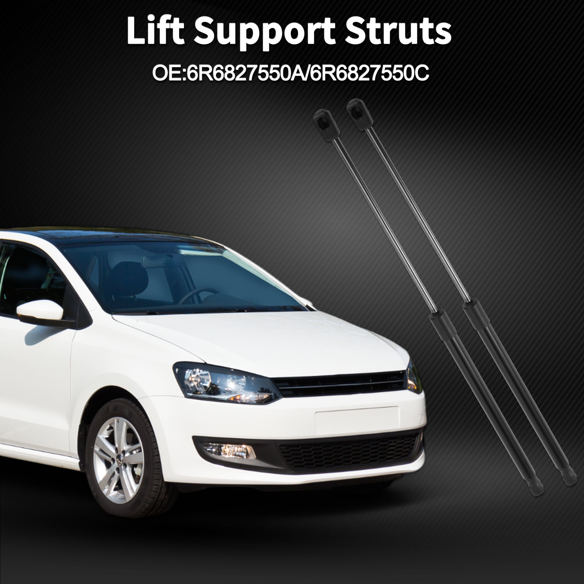 Unique Bargains 2Pcs Tailgate Lift Supports for VW Polo Mk5 (6R-6C) 2009-2017 Black