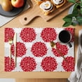 thumbnail image 2 of Red Dahlia Placemats Set of 8, Vintage Country Grey Abstract Flowers Floral Placemats for Dining Table, Place Mats for Kitchen Tabletop, Waterproof Wipeable Dining Table Mats Set, 2 of 9