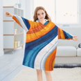 thumbnail image 5 of FORMRS Wearable Blanket Hoodie with Sleeves for Kids Cozy Flannel Sweatshirt, Orange Abstract Wavy, 5 of 7
