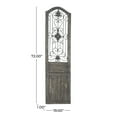 thumbnail image 4 of DecMode Brown Wood Distressed Door Panel Scroll Wall Decor with Metal Wire Details, 4 of 13